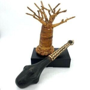 African Baobab Ornament Tree Sculpture and War Club